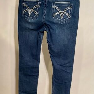 Dark Indigo Skinny Jeans with Wing Embroidery